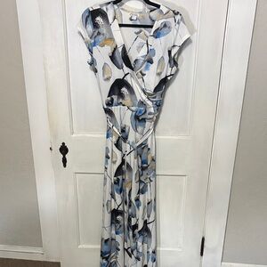 Olivia Matthews Blue and Black Floral Maxi Dress